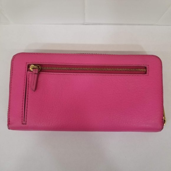 Fossil Pink Leather Ziparound Accordion Wallet - Picture 2 of 8